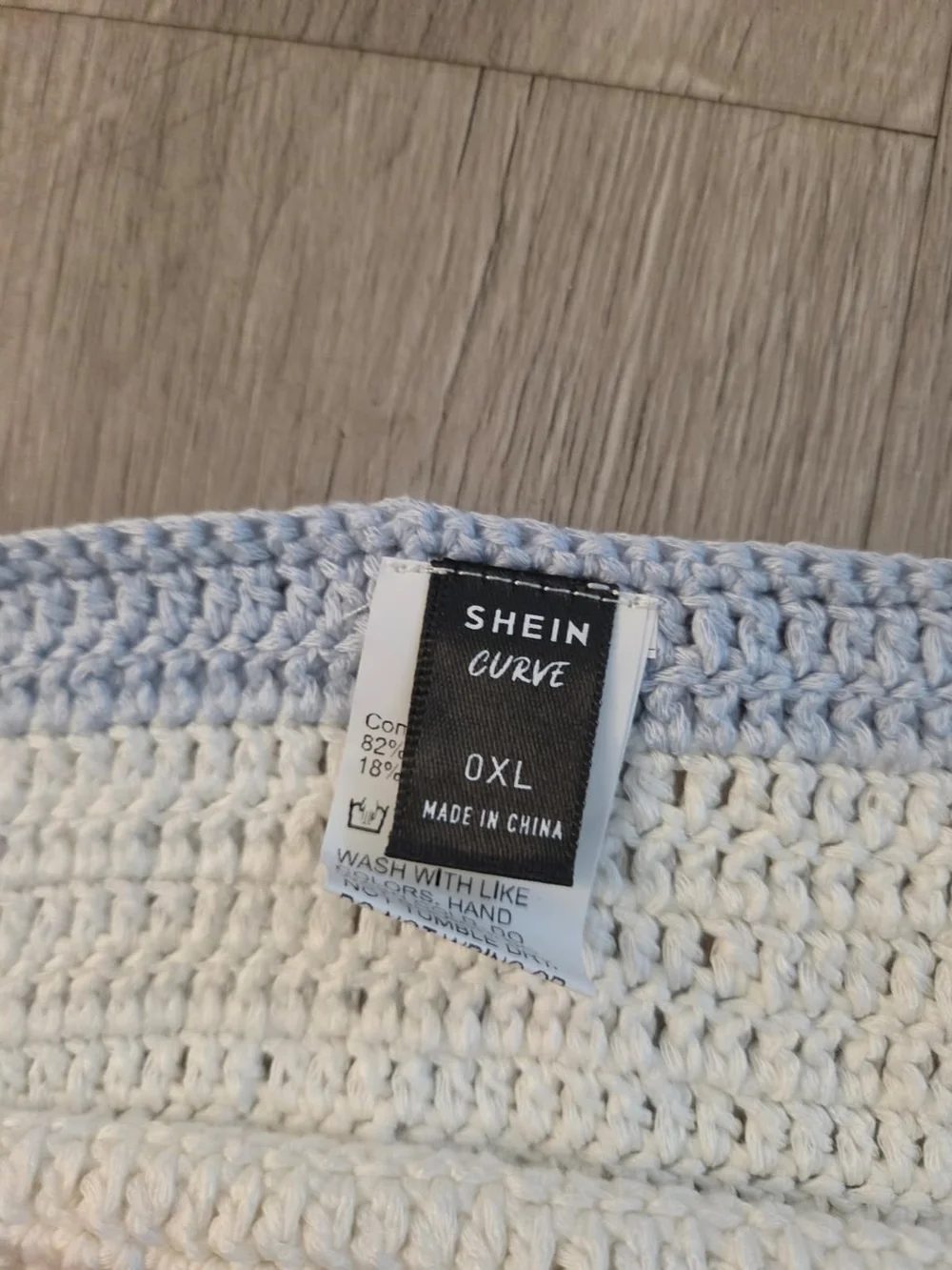 SHEIN Blue & Cream Striped Crochet Halter Bikini